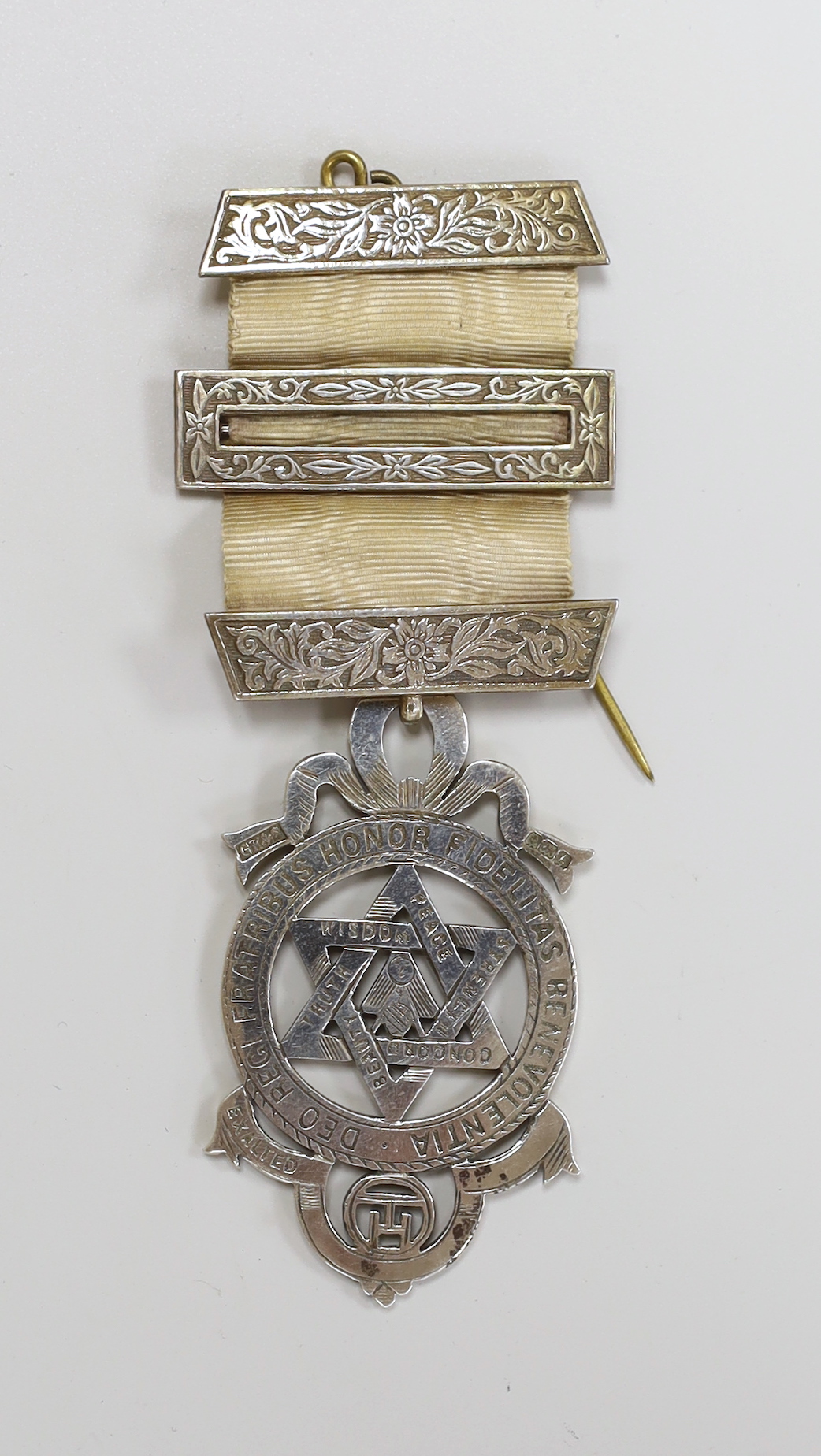 A boxed Masonic silver medal
